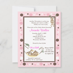 Invitation de Baby shower de point rose 4 x 5 pour