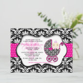 Invitation de Baby shower de Pointe de Polka Rose  (Debout devant)