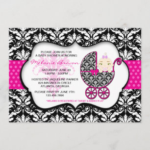 Invitation de Baby shower de Pointe de Polka Rose