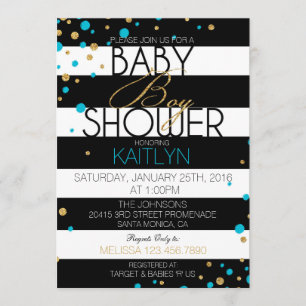 Invitation de baby shower de points de rayure et