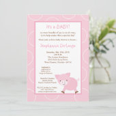 invitation de baby shower de porc de rose d'animal (Debout devant)