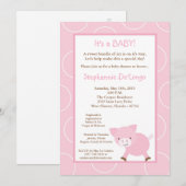 invitation de baby shower de porc de rose d'animal (Devant / Derrière)