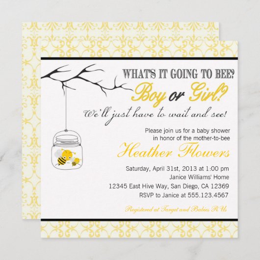 Invitation de baby shower de pot de maçon (Devant / Derrière)