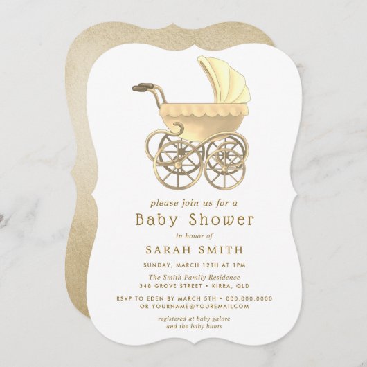 Invitation De Baby shower De Poussette Ou De Pouss (Devant / Derrière)