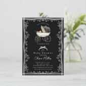 Invitation de Baby shower de Pram Whimsical (Debout devant)