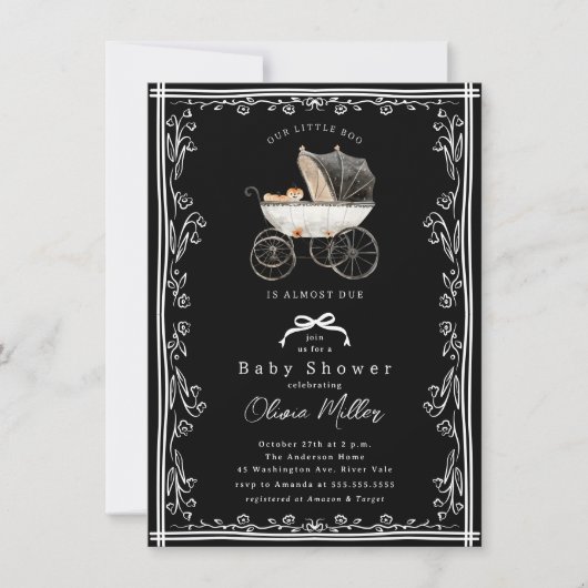 Invitation de Baby shower de Pram Whimsical (Devant)