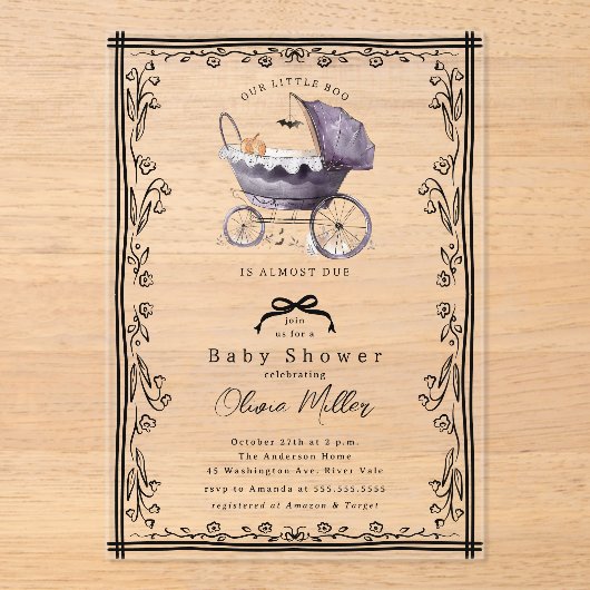 Invitation de Baby shower de Pram Whimsical (Recto)
