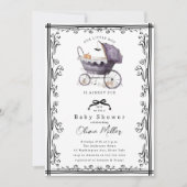 Invitation de Baby shower de Pram Whimsical (Devant)
