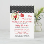Invitation de baby shower de professeur - rouge et (Debout devant)