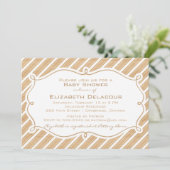 Invitation de Baby shower de rayures diagonales ru (Debout devant)