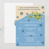 Invitation de Baby shower de récif de tortue Fille (Devant / Derrière)