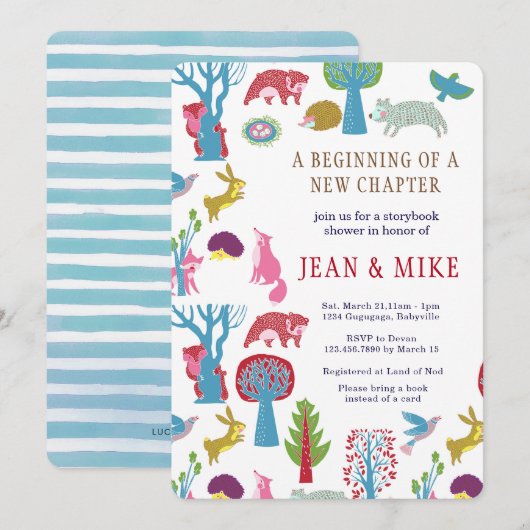 Invitation de baby shower de région boisée de (Devant / Derrière)