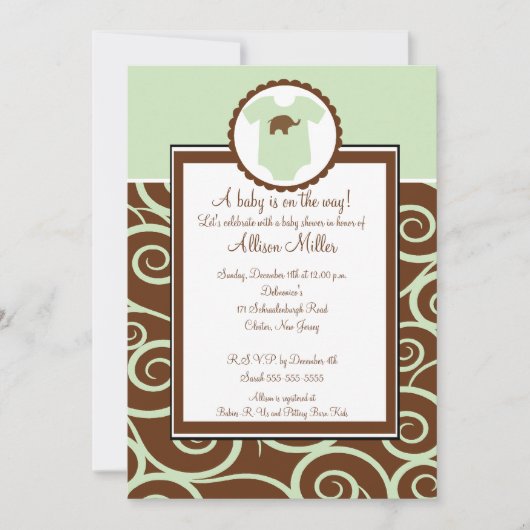 Invitation de baby shower de remous de bébé ou de (Devant)