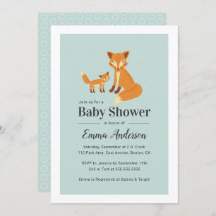 Invitation de Baby shower de renard boisé mou - Ga