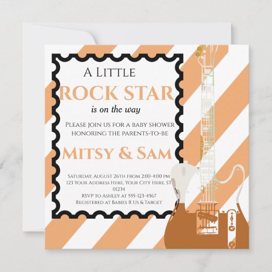 Invitation de Baby shower de roche jaune Rock a By (Devant)
