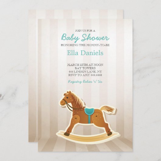 Invitation de Baby shower de Rocking Horse (Devant / Derrière)