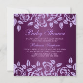Invitation de baby shower de rose de pourpre (Dos)