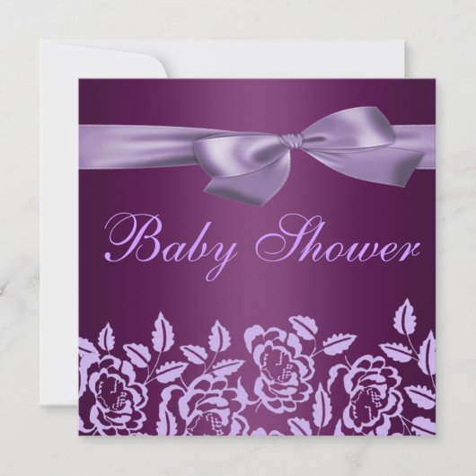 Invitation de baby shower de rose de pourpre (Devant)