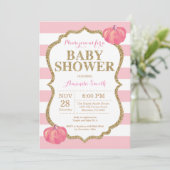 Invitation de baby shower de rose et de citrouille (Debout devant)