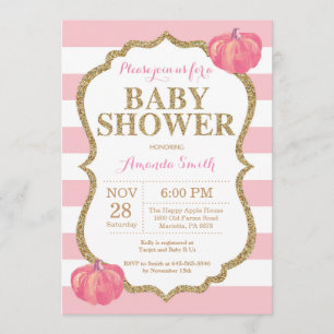 Invitation de baby shower de rose et de citrouille