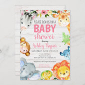 Invitation de baby shower de safari (Devant / Derrière)