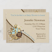 Invitation de baby shower de safari (Devant / Derrière)