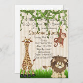 Invitation de baby shower de safari (Devant / Derrière)