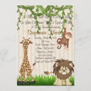 Invitation de baby shower de safari