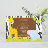 Invitation de baby shower de safari d'animaux de (Debout devant)