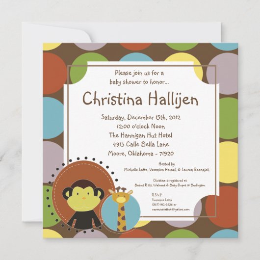 invitation de baby shower de safari de contes de (Devant)