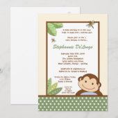 invitation de baby shower de safari de singe de (Devant / Derrière)