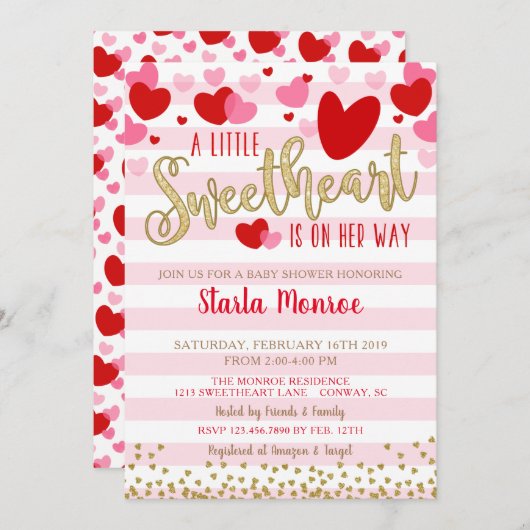 Invitation de Baby shower de Saint Valentin (Devant / Derrière)