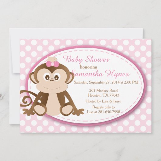 Invitation de baby shower de singe/anniversaire (Devant)