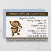 Invitation de Baby shower de singe dansant (Devant / Derrière)