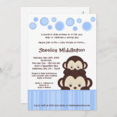 invitation de baby shower de singe de bruit du (Devant / Derrière)