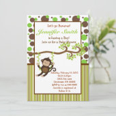 Invitation de baby shower de singe de jungle (Debout devant)