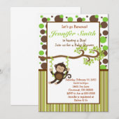 Invitation de baby shower de singe de jungle (Devant / Derrière)