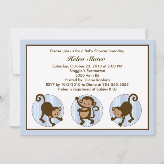 Invitation de Baby shower de singe de Pop Mod (Devant)