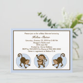 Invitation de Baby shower de singe de Pop Mod (Debout devant)