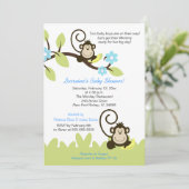 Invitation de Baby shower de singe jumeau (Taille (Debout devant)