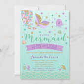 Invitation de Baby shower de sirène Turquoise Purp (Devant)