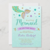 Invitation de Baby shower de sirène Turquoise Purp (Devant)