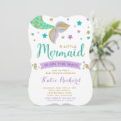 Invitation de Baby shower de sirènes Gold Turquois (Debout devant)