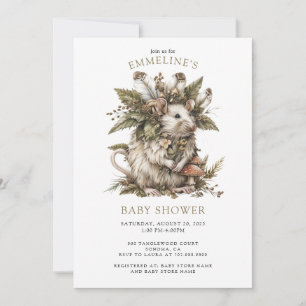 Invitation de Baby shower de souris de forêt encha