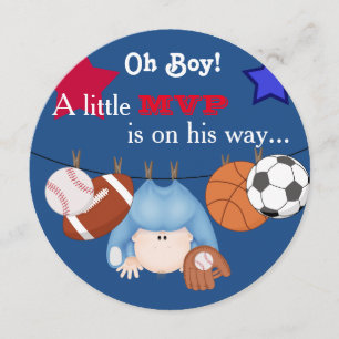 Invitation de baby shower de sports de couleurs