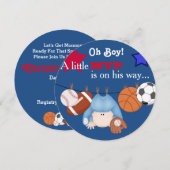 Invitation de baby shower de sports de garçons (Devant / Derrière)