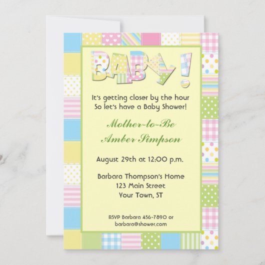 Invitation de Baby shower de surface composée Patc (Devant)