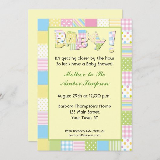 Invitation de Baby shower de surface composée Patc (Devant / Derrière)