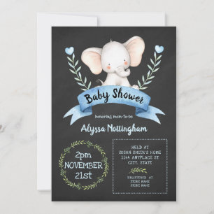 Invitation de baby shower de tableau d'éléphant de