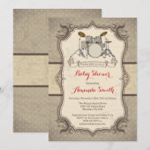 Invitation de baby shower de tambour de vedette du (Devant / Derrière)